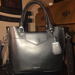 Michael Kors All Black Leather Purse/Shoulder Bag